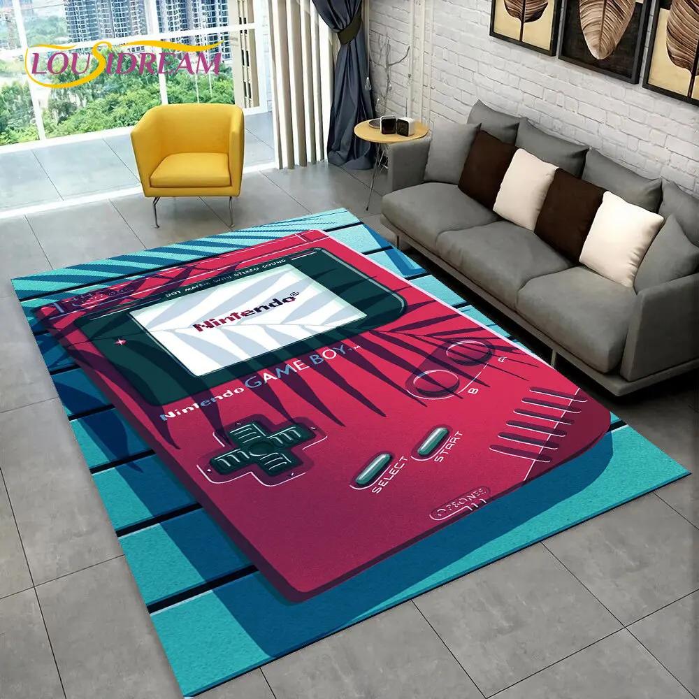 Teppich mit Retro-Spielkonsole Game Boy GBA, Teppich für Zuhause, Wohnzimmer, Kinderzimmer, Sofa, Fußmatte, Dekor, rutschfeste Bodenmatte