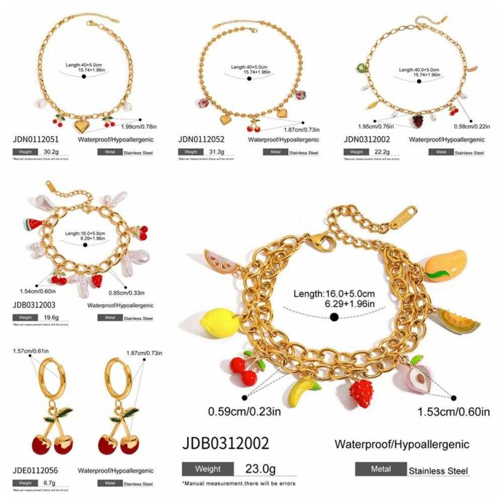 Retro European Style Strawberry Necklace Fruit Series Love Chain Choker Cherry Bracelet  Travel