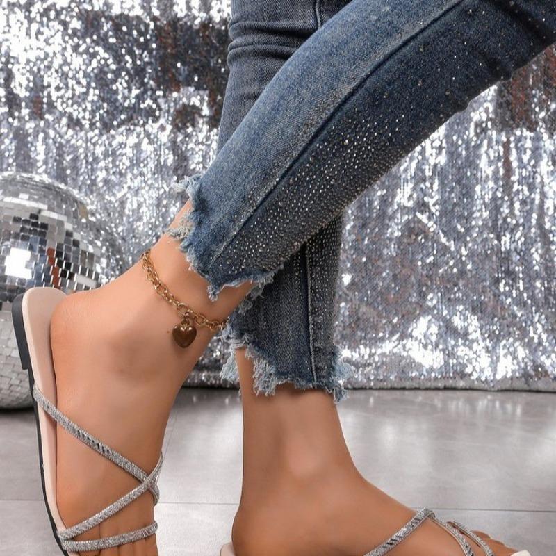 Fashion Ladies Shoes 2025 Fashion Basic Women's Slippers New Crystal Summer Outdoor Casual Plus Size Best Seller Flat Slippers Zapatos