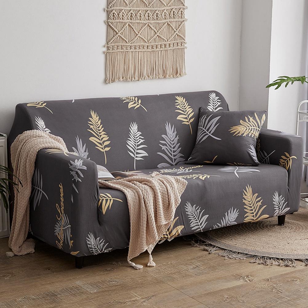 Elegant Leaves Pattern Elastic Sofa Cover Slipcover Sofa Protector (for 4 Seat Sofa)