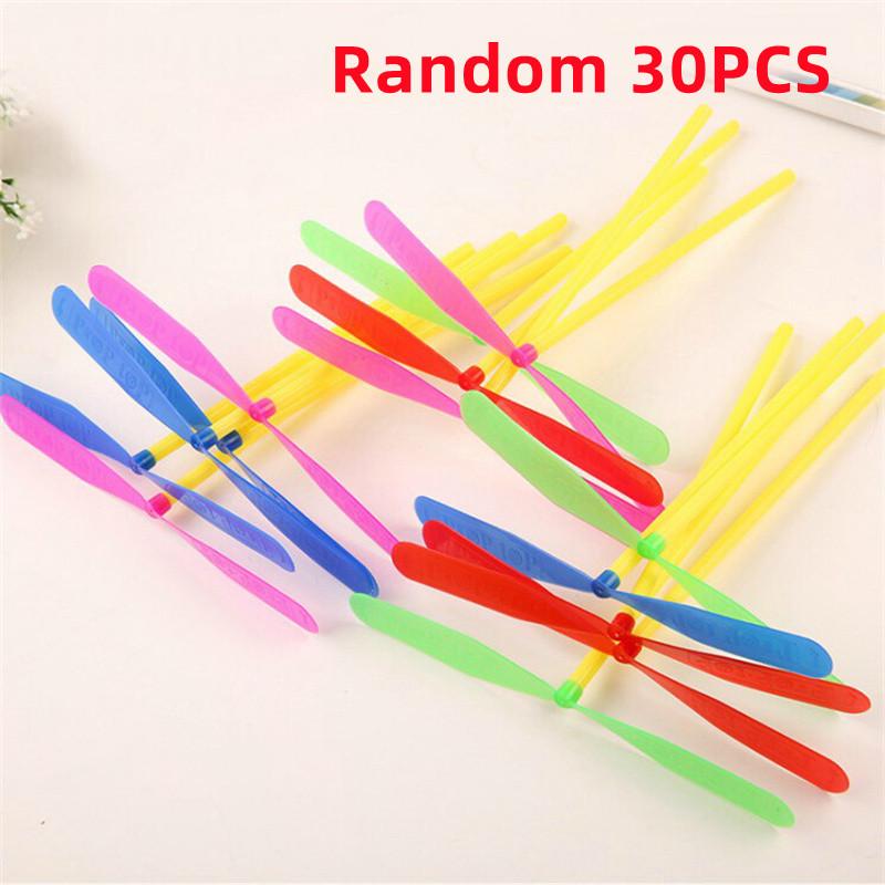 Children's Outdoor Traditional Classic Nostalgic Toys Plastic Bamboo Dragonfly Shape Hand-push Flying Propeller Kids Toy Gift