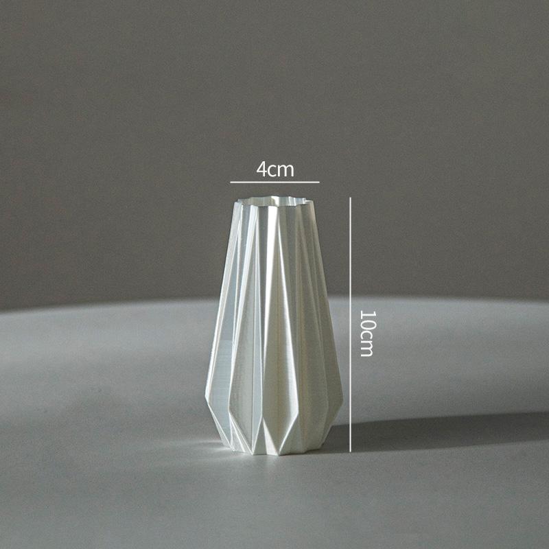 White Imitation Ceramic Vase Modern Simple Plastic Vase INS Flower Arrangement Ornaments Artistic Aesthetic Home Decoration