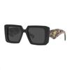 Prada Symbole logo surdimensionné plaque sur les branches acétate forme irrégulière lunettes de soleil femme noir Noir F dans boîte et sac d'origine