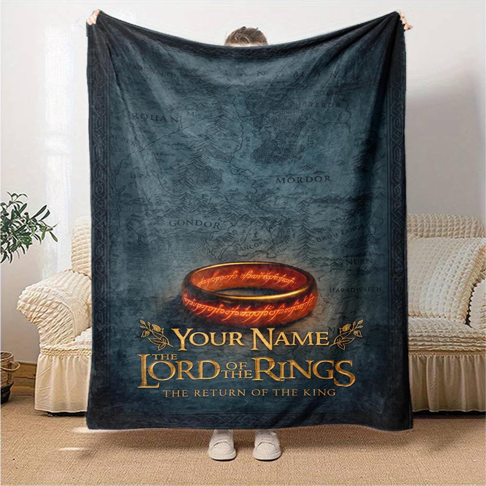 Lord Rings Customize Your Name Blanket Cozy Personalized Blanket Ultra-Soft Versatile for Office Sofa Bed Livingroom Four Seasons Multipurpose