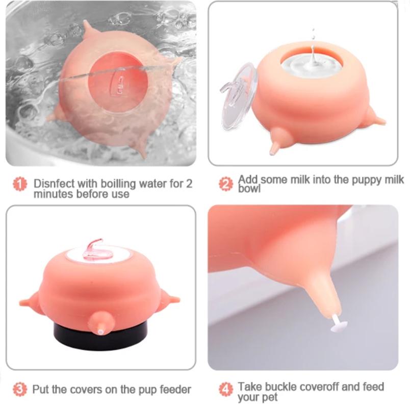Cat Drinker Puppy Dog Bottle Feeder Multiple Cats Breastfeeding Bubble Milk Bowl Pet Milk Feeding Bottle Bionic Silicone