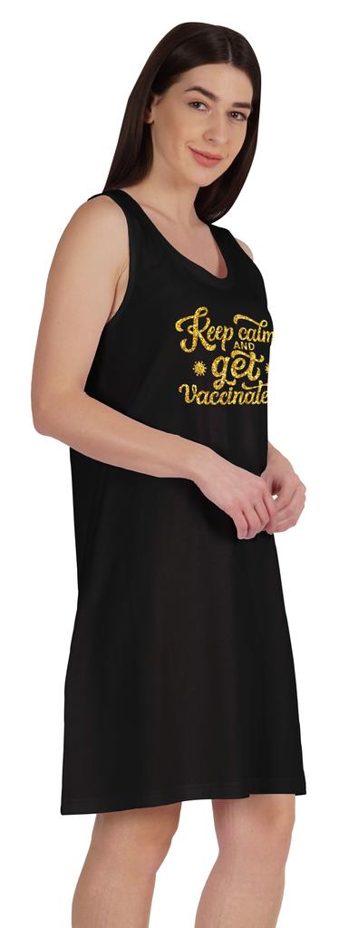 Inkmeso Keep Calm and Get Vaccinated T-Shirt Funny Pro Vaccine Summer Scoop Neck