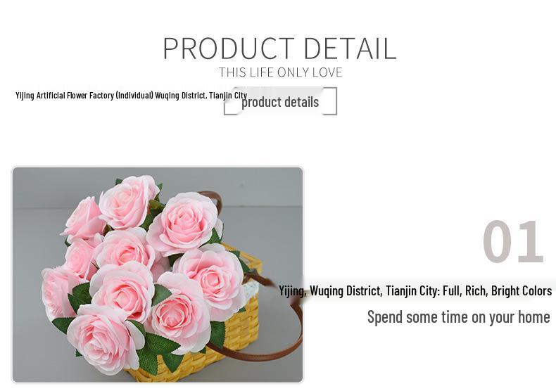 Artificial Dutch Rose Bouquet: 10 Heads for Wedding Hall & Bride's Decoration
