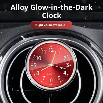 Car Gauge Clock 40mm Alloy Metal Dashboard Decor with Luminous Dial Motorcycle Watch for Bike Boat Home Vehicle