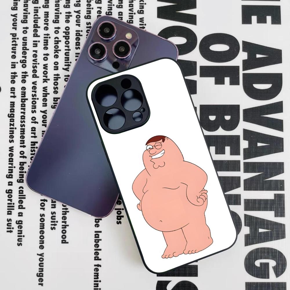 Family Peter Griffin Cartoon Phone Case for Iphone 16 15 14 12 11 13 Pro Max Mini 8 X Xr Xs Puls Black Glass Cover