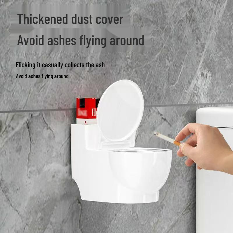 Luxury Wall-Mounted Toilet Ashtray with Lid and Anti-Fly Design for Bathrooms and Living Rooms