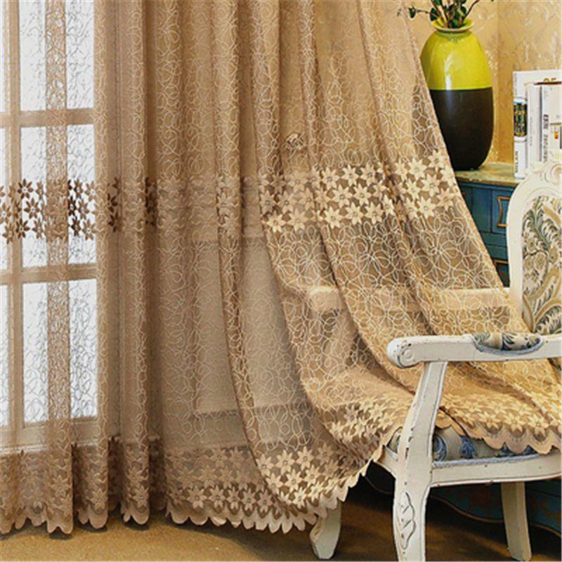 American Pastoral Pink Bestickter Voile Moderne Fenster Wohnzimmer Schlafzimmer Blau Tüll Vorhänge Stoffe Sheer Rideaux Cortinas