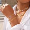 Distinctive Stainless Steel Metal Flower Chain Bracelet Waterproof High Quality Golden Summer Fashion Jewelry