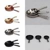 3 Pieces Dollhouse Cookware Set Miniature Metal Frying Pans 1/12 Scale for Kitchen