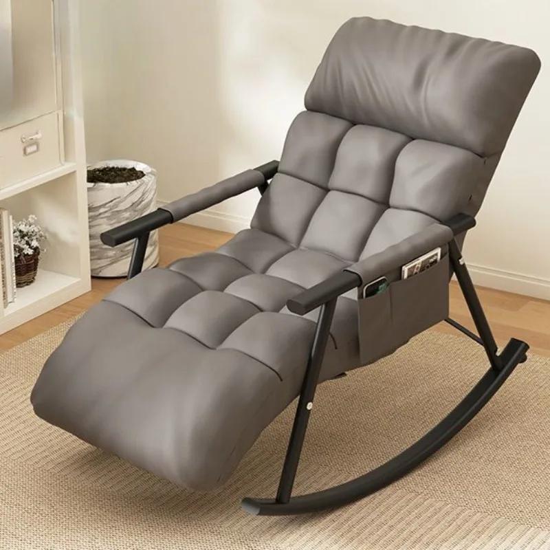Rocking Chair Foldable Siesta Waterproof Technology Cloth Adjustable Tumbler Carbon Steel Frame Multiple Support Points Recliner