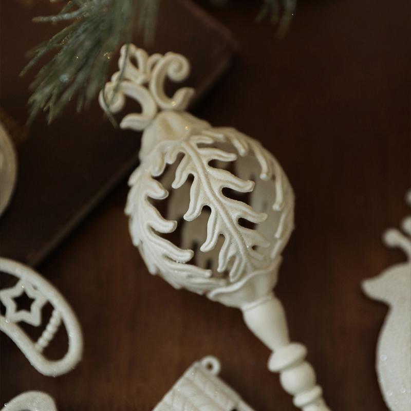 Weiße Plastik-Weihnachtsornamente Glitzerndes Reh Stern Glocke Weihnachtsbaumschmuck Hängende Anhänger für Zuhause Weihnachtsdeko