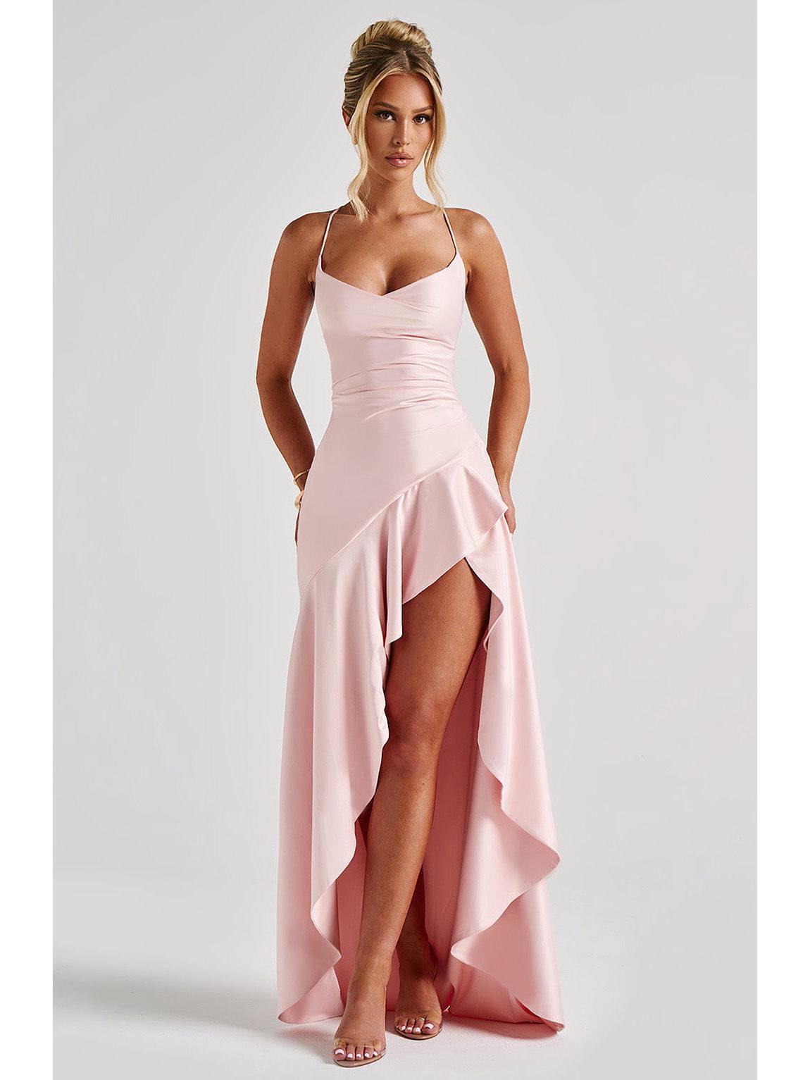 

2025 Літня сексуальна жіноча сукня з відкритим спиною та рюшами (Європа та Америка) Large