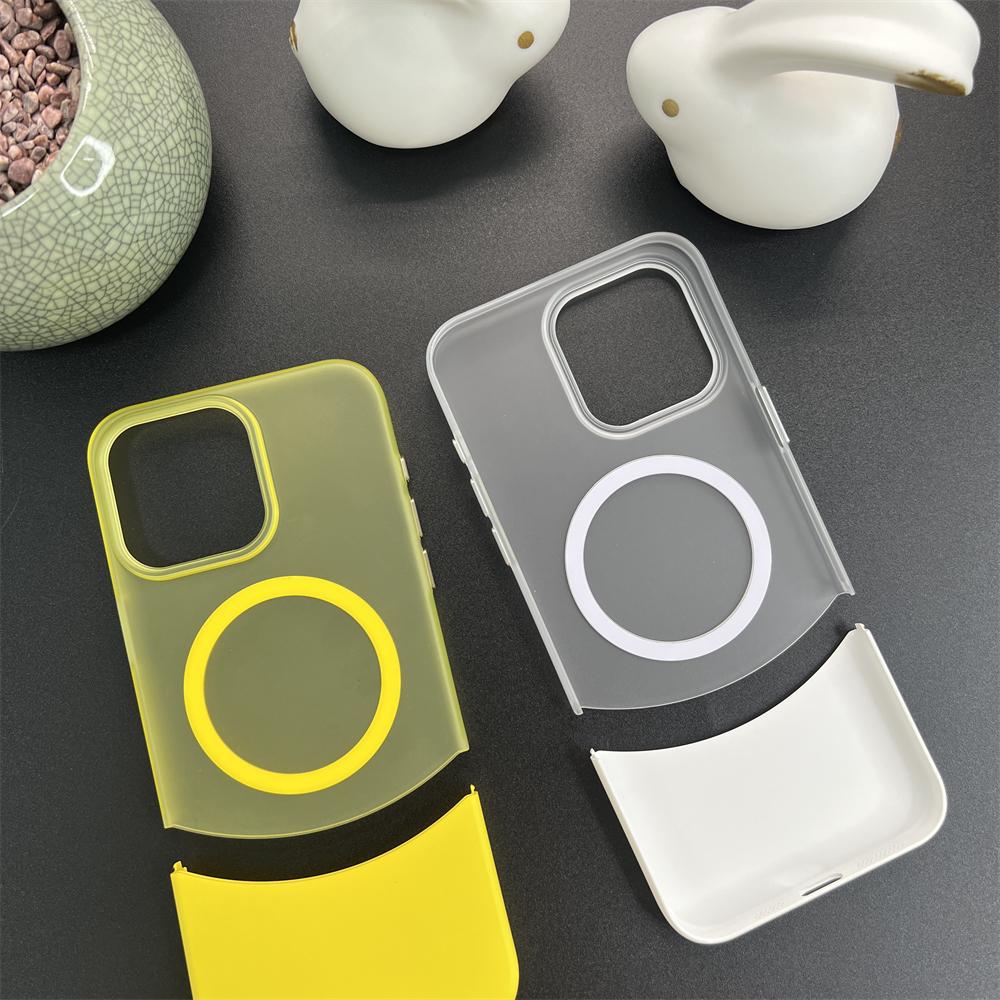 Frosted Transparent 2IN1 For Magsafe Wireless Charging Hybrid Colorful Case For iPhone 11 12 13 14 15 Pro Max Plus Hard Cover