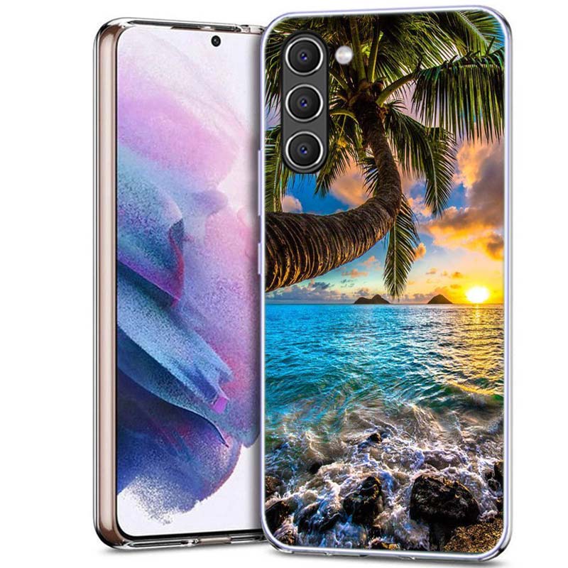 Summer Beach Scene at Sunset on sea Palm Tree Phone Case for Samsung A16 A17 A26 A36 A37 A56 A57 A12 A22 A32 A52S A07 A06 A02S A