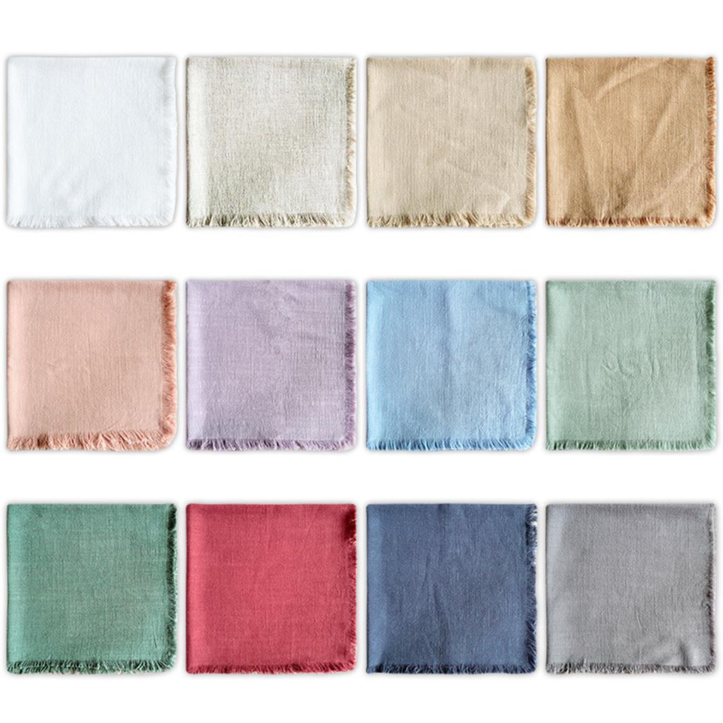 Linen Dinner-Napkin with-Fringe Trim Handmade-Cloth Napkins Delicate Washable-Table Napkins with-Fringe Restaurant Use