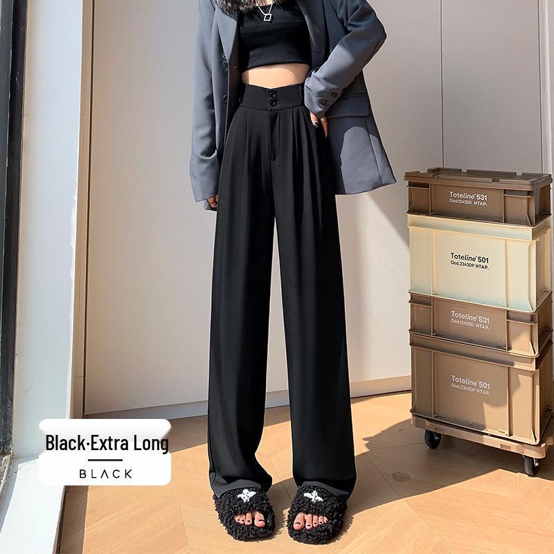 Women's High Waist Drapey Suit Pants, Petite Casual, Narrow & Wide Straight Leg Options, Spring/Autumn 2024.