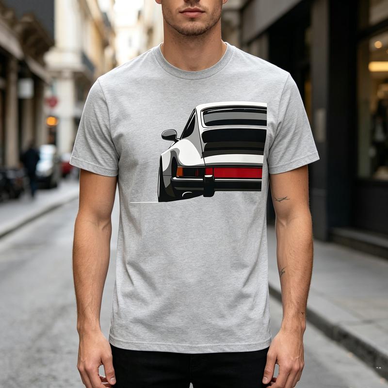 Classic Style Sports Car Silhouette T Shirt Minimalist Automotive Graphic Tee Unisex Cotton Short Sleeve Racing