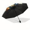 Halloween Cat with Moon Welcome SignUmbrella, Portable 3-Fold Compact Umbrella for Men & Women Gift