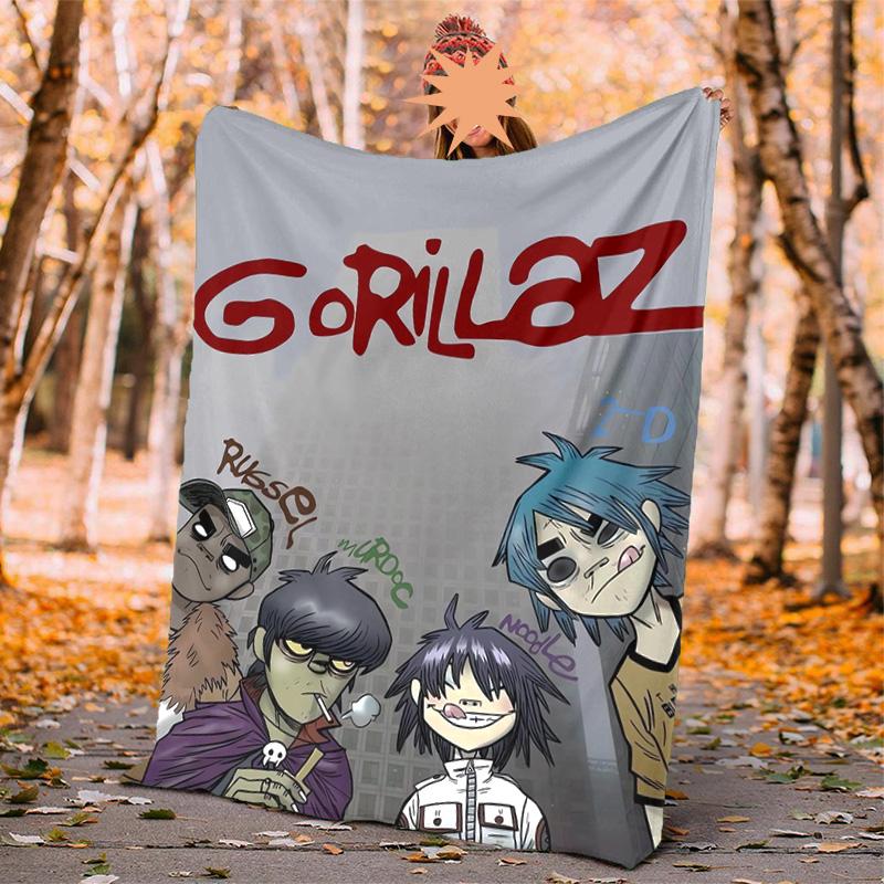 Gorillaz Flannel Blanket Soft Warm All-Season Throw, Design for Camping, Car Travel, Hiking Sofa, Bed, Office Perfect Gift for Parties