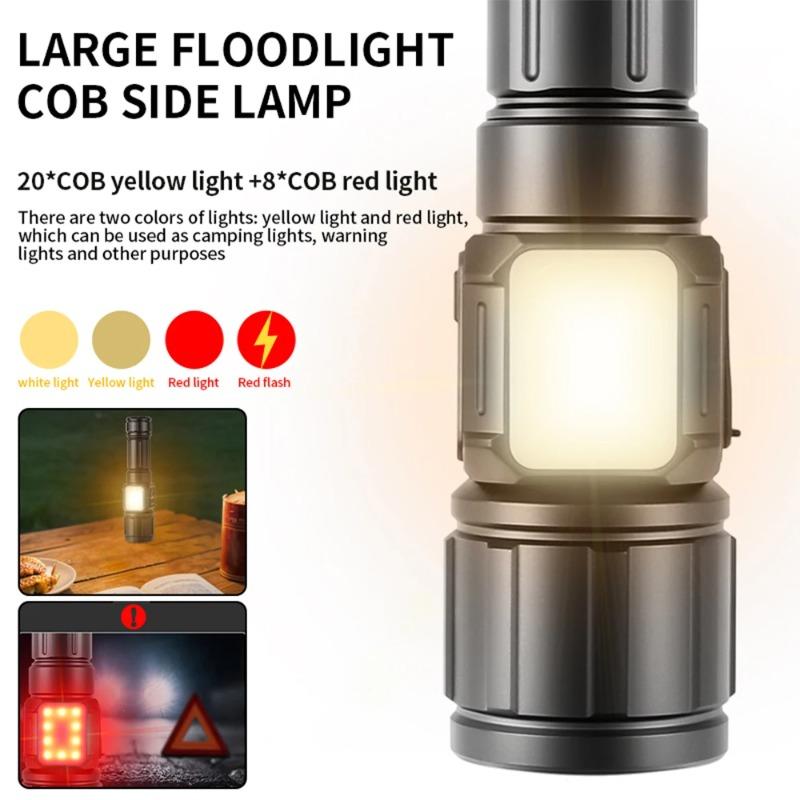 8 Lighting Modes Long-range Lighting Torch High Power LED Flashlight Powerful COB Side Light Lantern USB Rechargeable Camping Lamp Waterproof