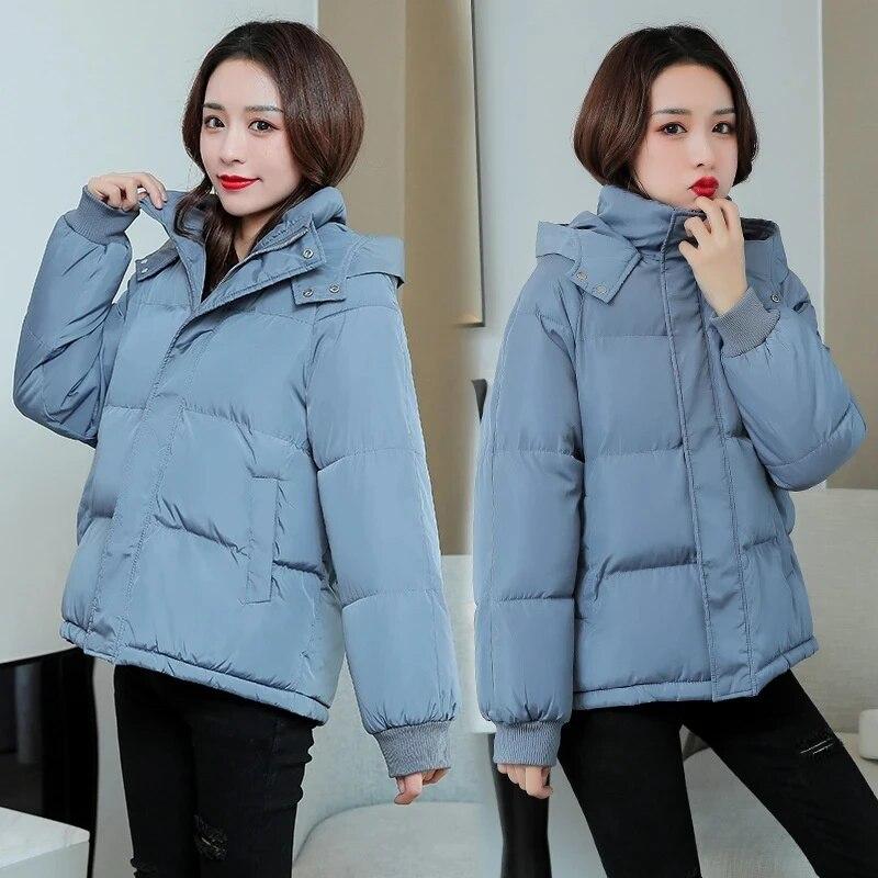 2023 Nieuwe Winterjas Vrouwen Capuchon Puffer Jas Causale Dikke Warme Parka Rits Down Katoen Gewatteerde Jas Bovenkleding Vrouwelijke