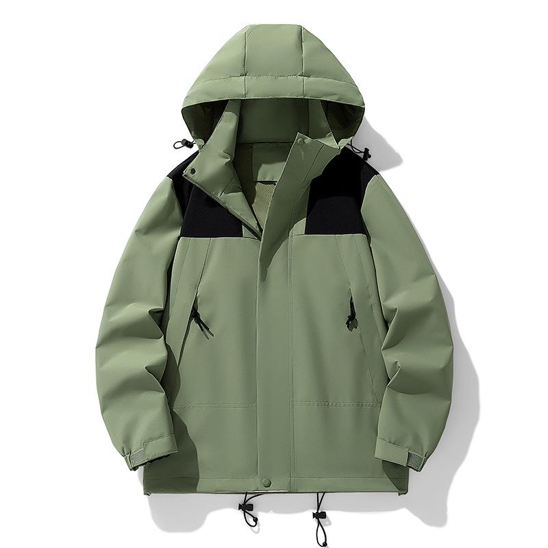 Unisex Windproof & Waterproof Color Block Hooded Jacket for Spring/Autumn Hiking