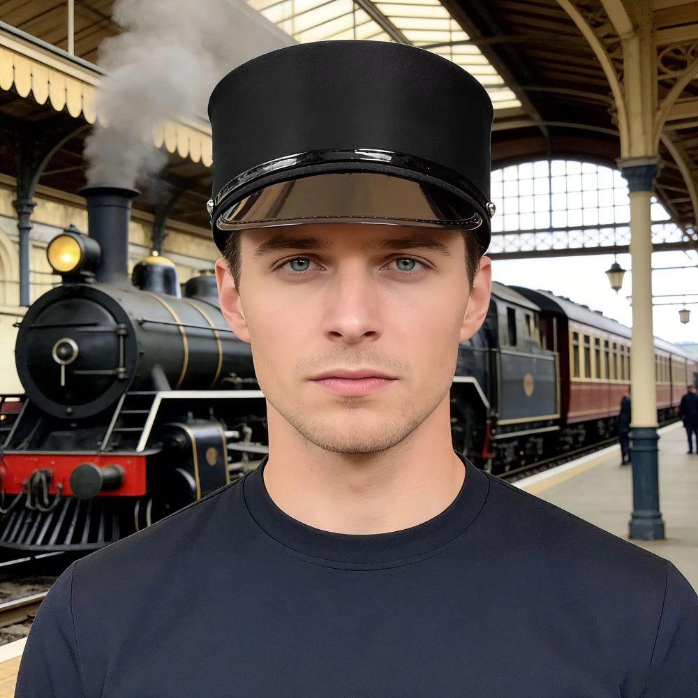 Dress Up Train Engineer Hat Railroad Engineer Halloween Cosplay Cap Conductor Driver Hat  For Adult