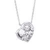 White Clover Pochacco Sanrio Characters Dancing Stone Necklace Pendant Open Heart Silver Color 925 Cubic Zirconia SAPOC-N005RD
