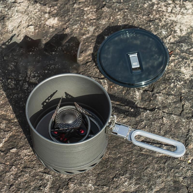 Portable Compacts Backpacking Cookware Windproof Outdoor Cooking Pot with Folding Handle For Outdoor Cooking Efficiency