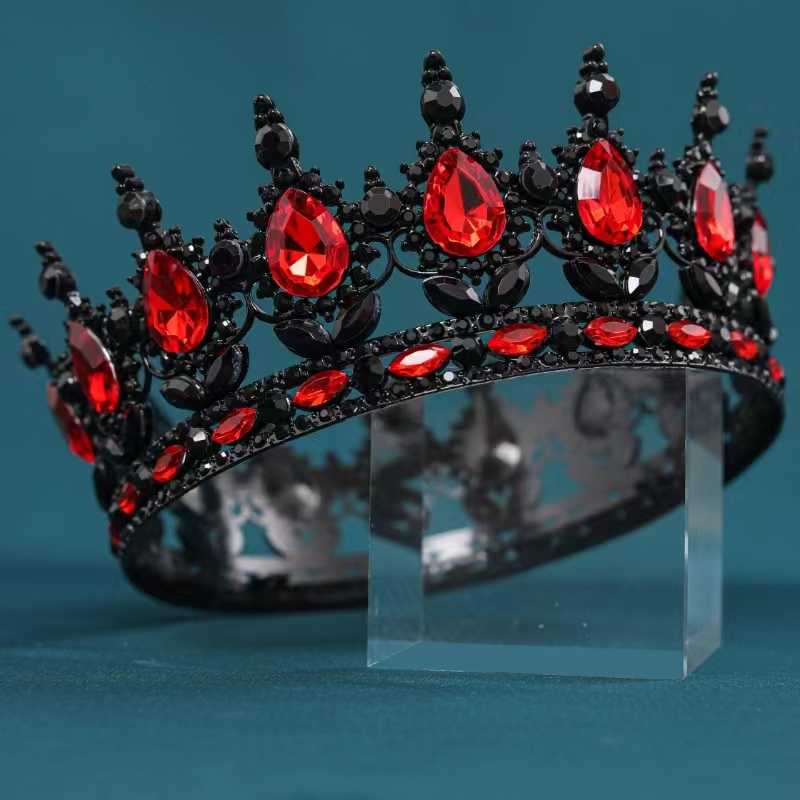 Diademi da sposa rotondi di lusso in stile barocco, con strass e cristalli, perfetti per regine e regine.