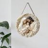 1/2PC 2D Flat Jesus Birth Pendant Religious Art Christmas Wooden Relief Decor Wall Door Living Room Round Hanging Pendant
