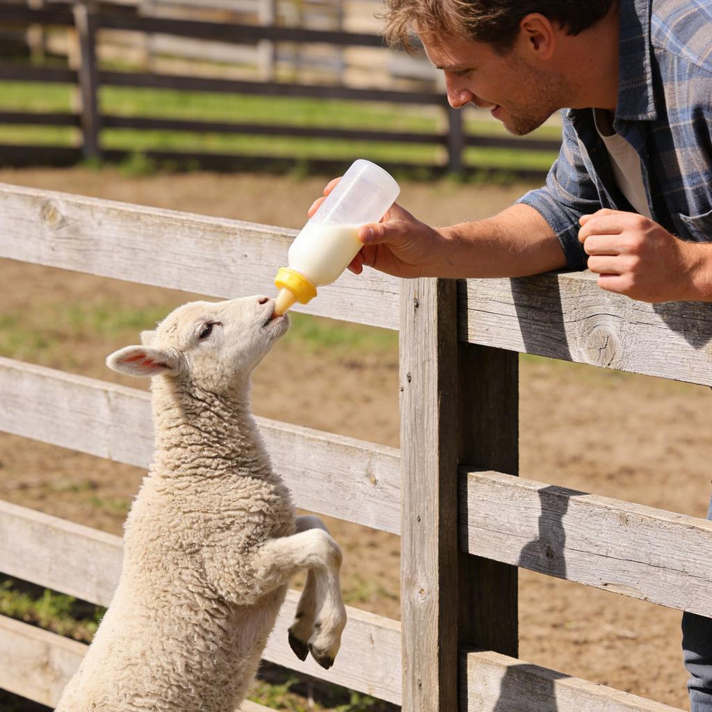 Durable Lamb Feeding Bottle with Nipple and Comfortable Grip Lamb Feeders Large Capacity Easy Feeding