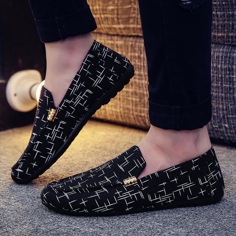 Fashion Summer Men's Loafers Comfortable Canvas Casual Shoes for Men Slip-On Soft Driving Shoes Fashion Big Size Men Walking Shoes Flats