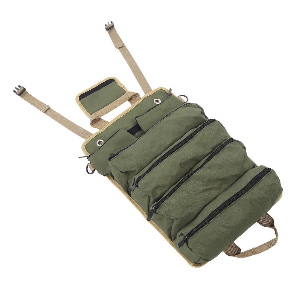 

Oxford Cloth Roll Up Tool Bag Separate Pockets Multipurpose Tool Bag Gardening зелёный