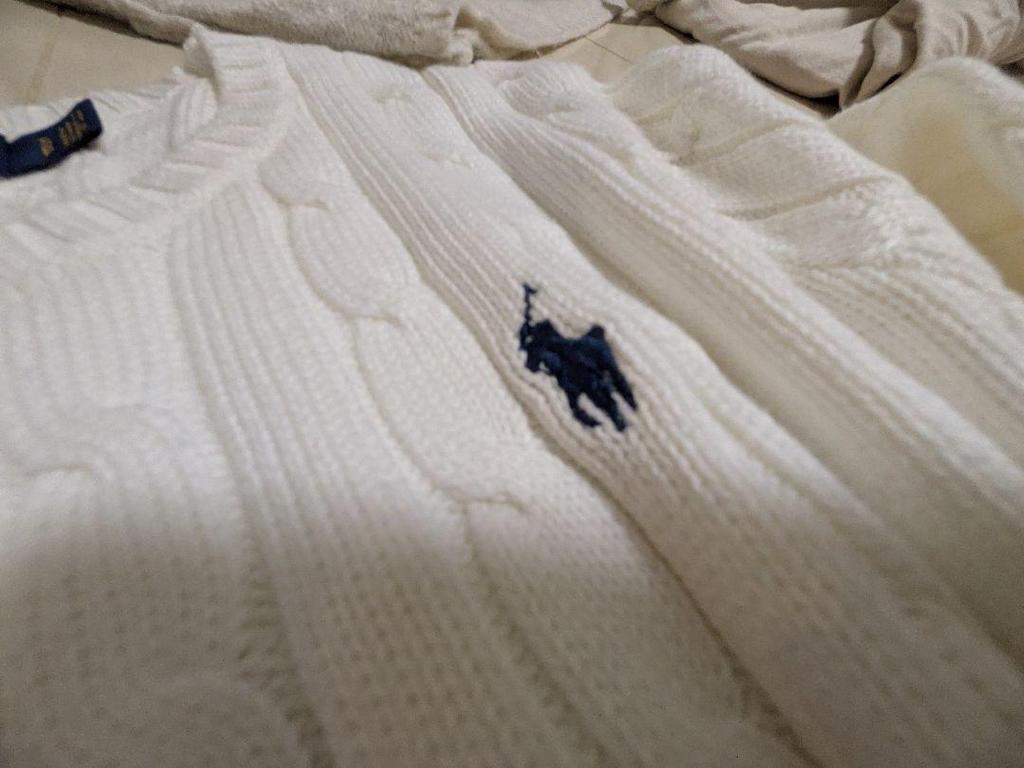 [USED] Polo Ralph Lauren Cable Knit Sweater, Size Small, White