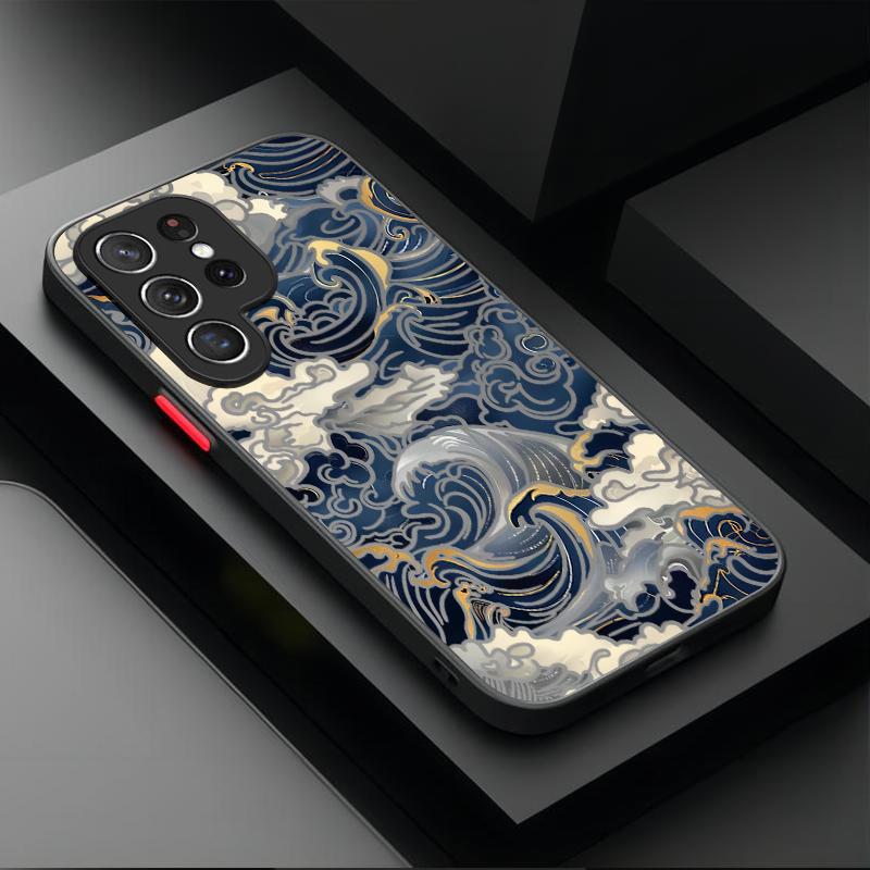 Ukiyo-e Samurai Sea Wave Matte Case for Samsung Galaxy S26 Edge S25 S24 S23 Ultra S22 Pro S21 Plus FE A07 4G A17 A37 A57 Cover