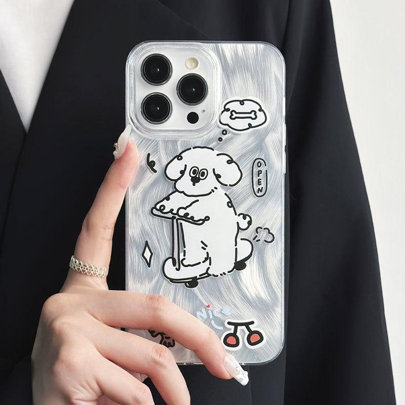 Zhitai Transparent Feather Yarn Case for iPhone 12/13/14Pro/15/16ProMax