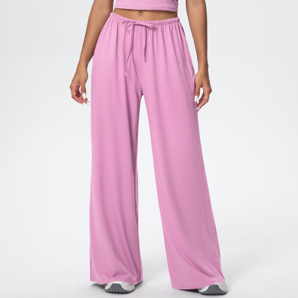 New Loose Fit Wide Leg Yoga Pants with Pockets and Elastic Drawstring