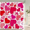 1 Pc Pink,Romantic Love Pattern Shower Curtain Printing Fabric Valentine'S Day Love Home Decoration Bathroom Curtain With Hooks