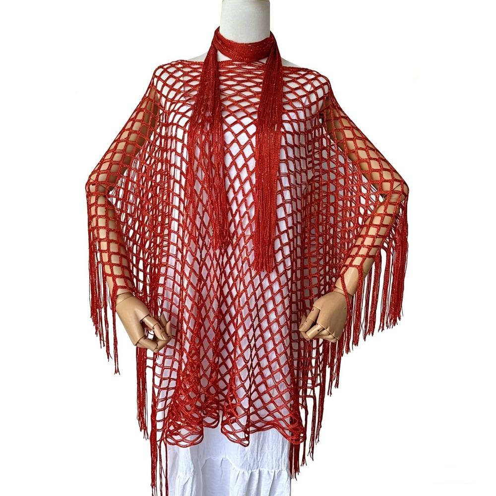 2pcs Tassel Shawl Shawl and Scarf Set Hollowed Out Fringed Cape Summer Sun Shawl for Swimming