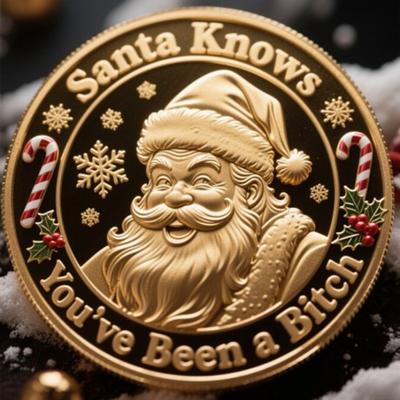 You Ain't Getting Shit Coin Funny Santa Claus Middle Finger Coin Novelty Metal Christmas Commemorative