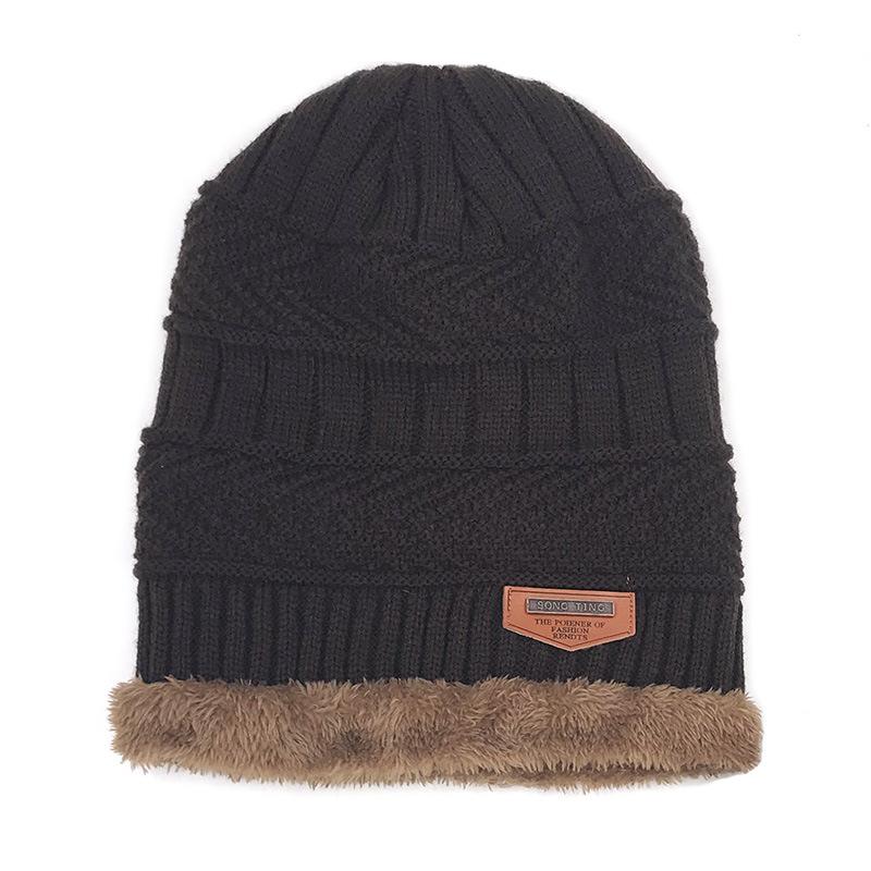 Adult Winter Wool Hat, Men'S Velvet Knitted Hat, Women'S Pullover Scarf, Two-Piece Hat Scarf