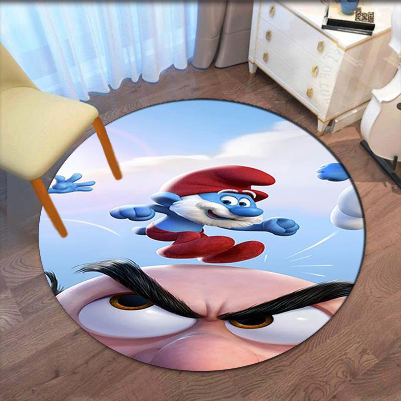 The Smurfs Printed Round Rug Carpet Chair Rug Area Rug Entryway Doormats,for Office Chair Living Room Bedroom Kitchen Room.