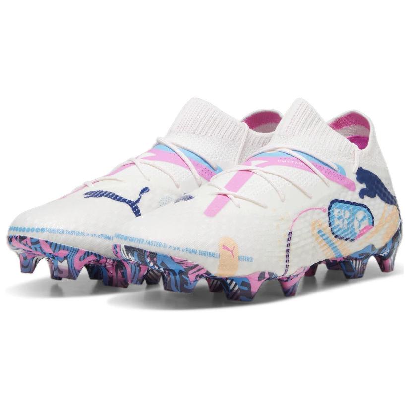 Puma Future Ultimate 7 FG AG Volume Up Pack Unisex Sneakers White Luminous-Blue Poison-Pink 108072-01