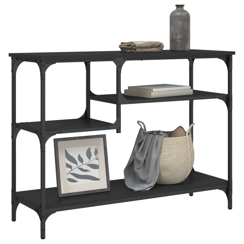 Console Table with Shelves Black 100 x 35 x 75 cm