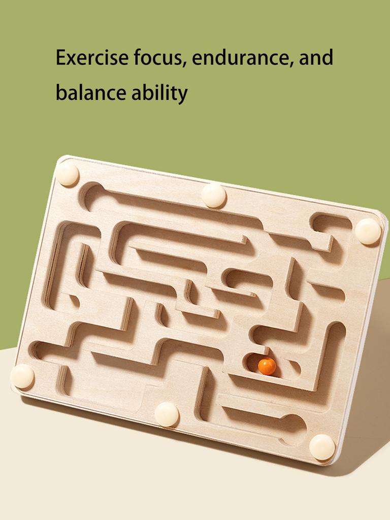 Mały Drewniany Labirynt z Koralikami do Balansowania, Gra Planszowa Balansująca, Zabawka Treningowa Koncentracji Dla Dzieci